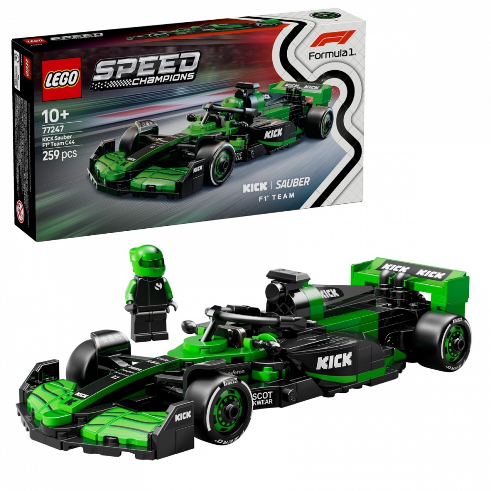 77247 lego® speed ​​champions lenktyninis automobilis kick sauber f1® team c44