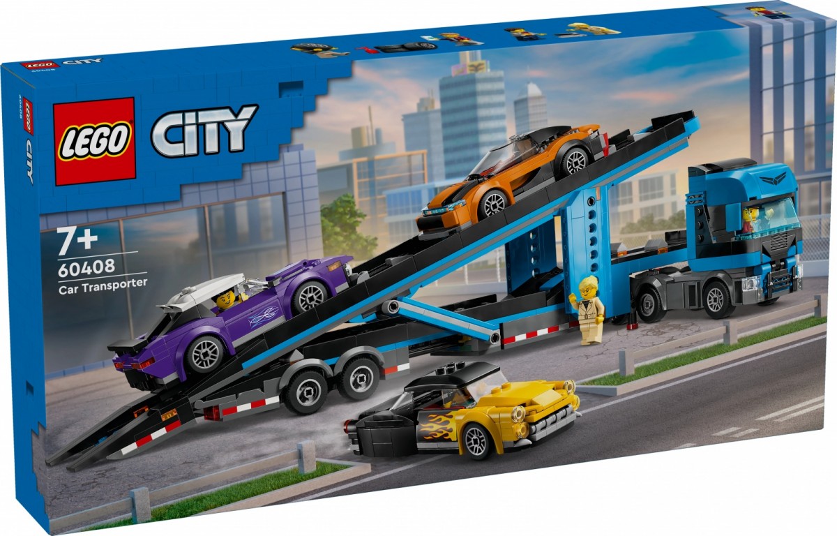 60408 lego® city automobilių transporteris su sportiniais automobiliais