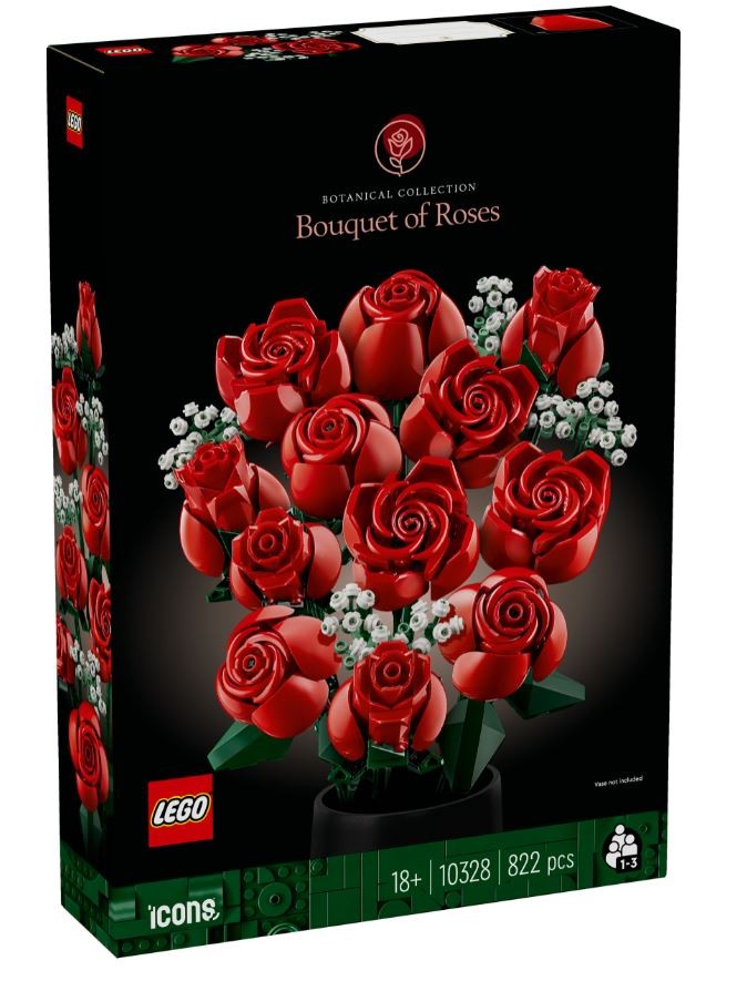 Rožių puokštė, lego, raudona