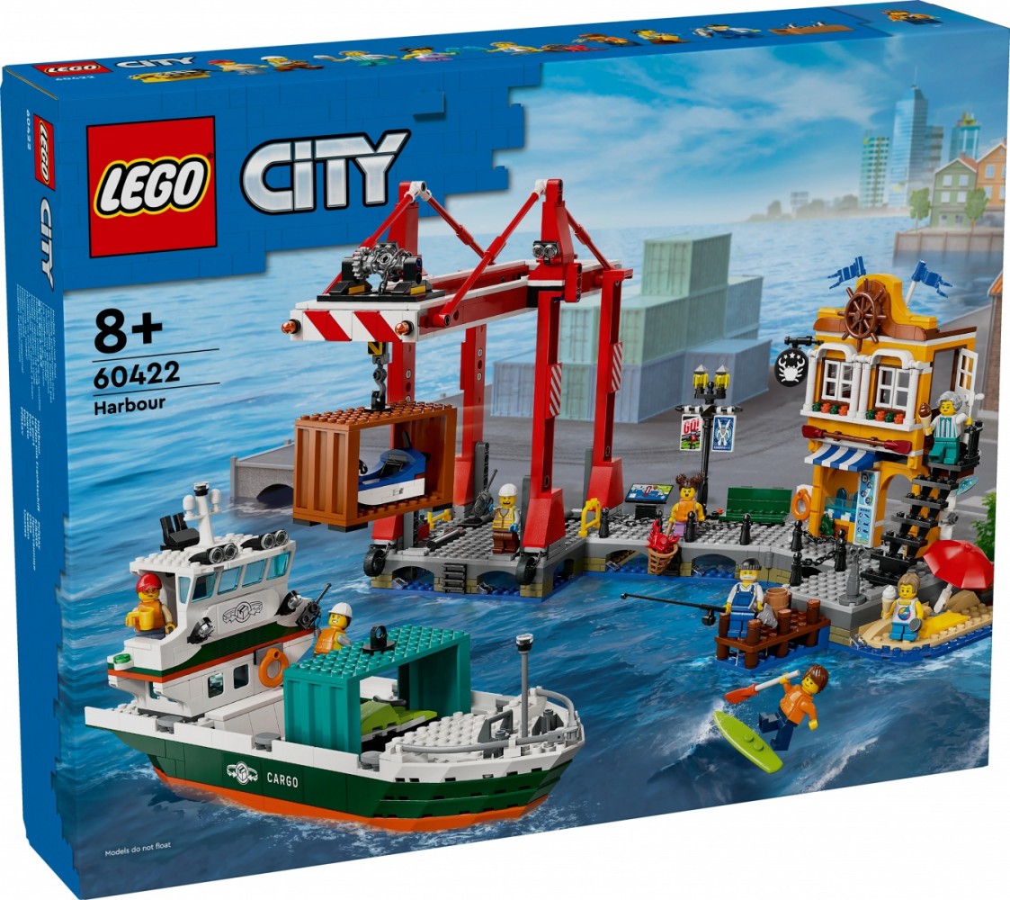 Uosto Rinkinys Su Krovininiu Laivu, Lego City, Spalvotas