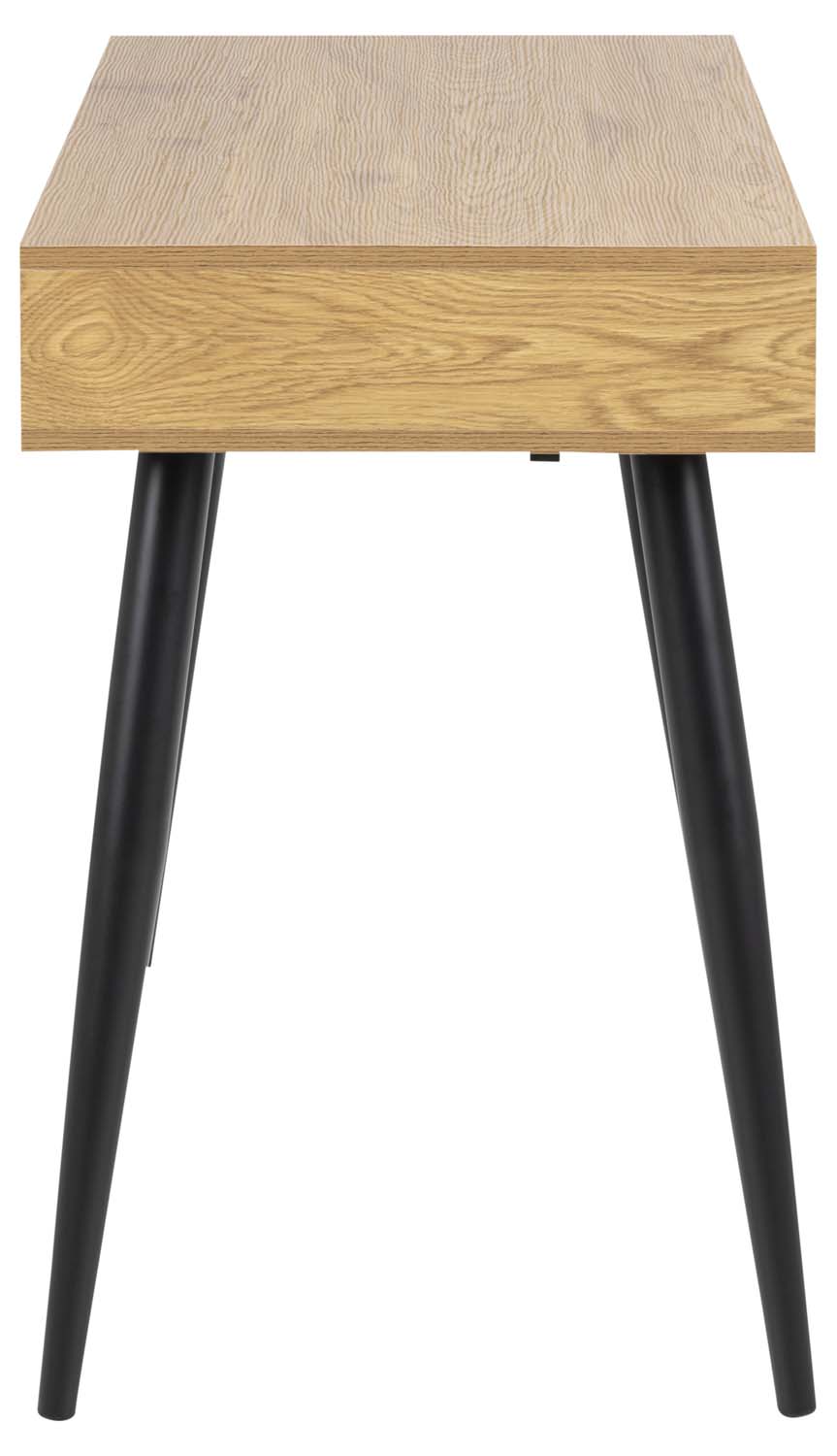 Konsolinis stalas su 3 stalčiais ir metalinėmis kojomis, ąžuolo spalvos, 110 × 50 × 77 cm 3