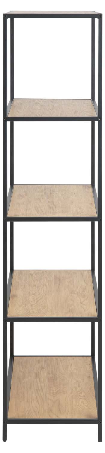 Plaukts ar 4 plauktiem un metāla rāmi, melns un ozolkoka krāsas, 77 × 35 × 150 cm 3