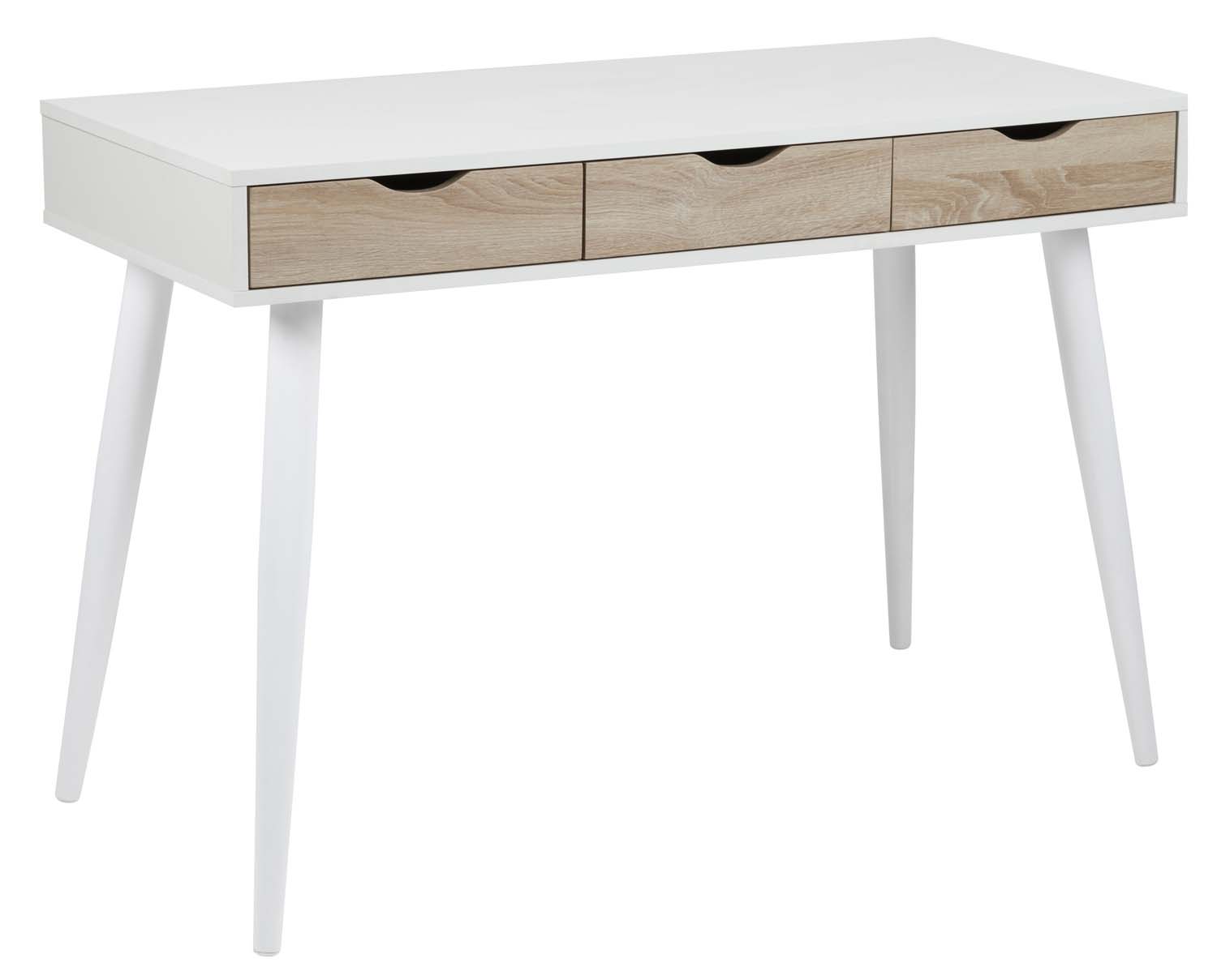 Konsolinis stalas su 3 stalčiais, baltas, 110 × 50 × 77 cm
