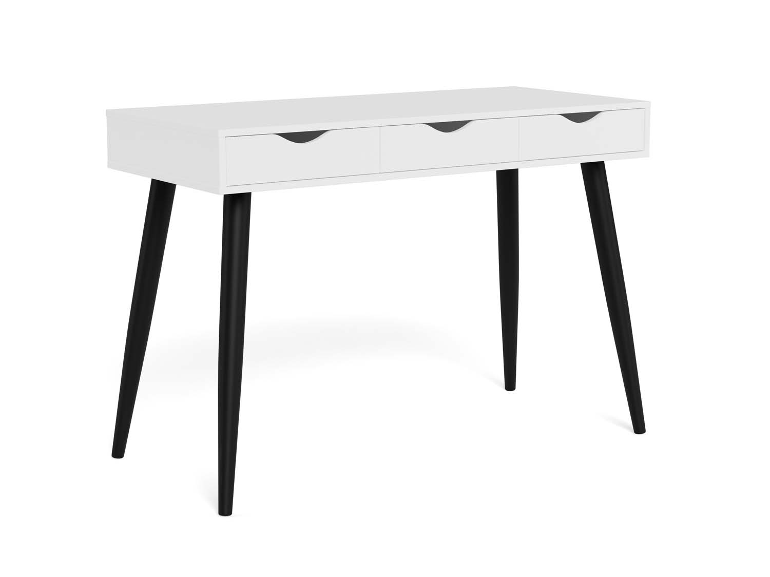 Konsolinis stalas su 3 stalčiais, baltas/juodas, 110 x 50 x 77 cm