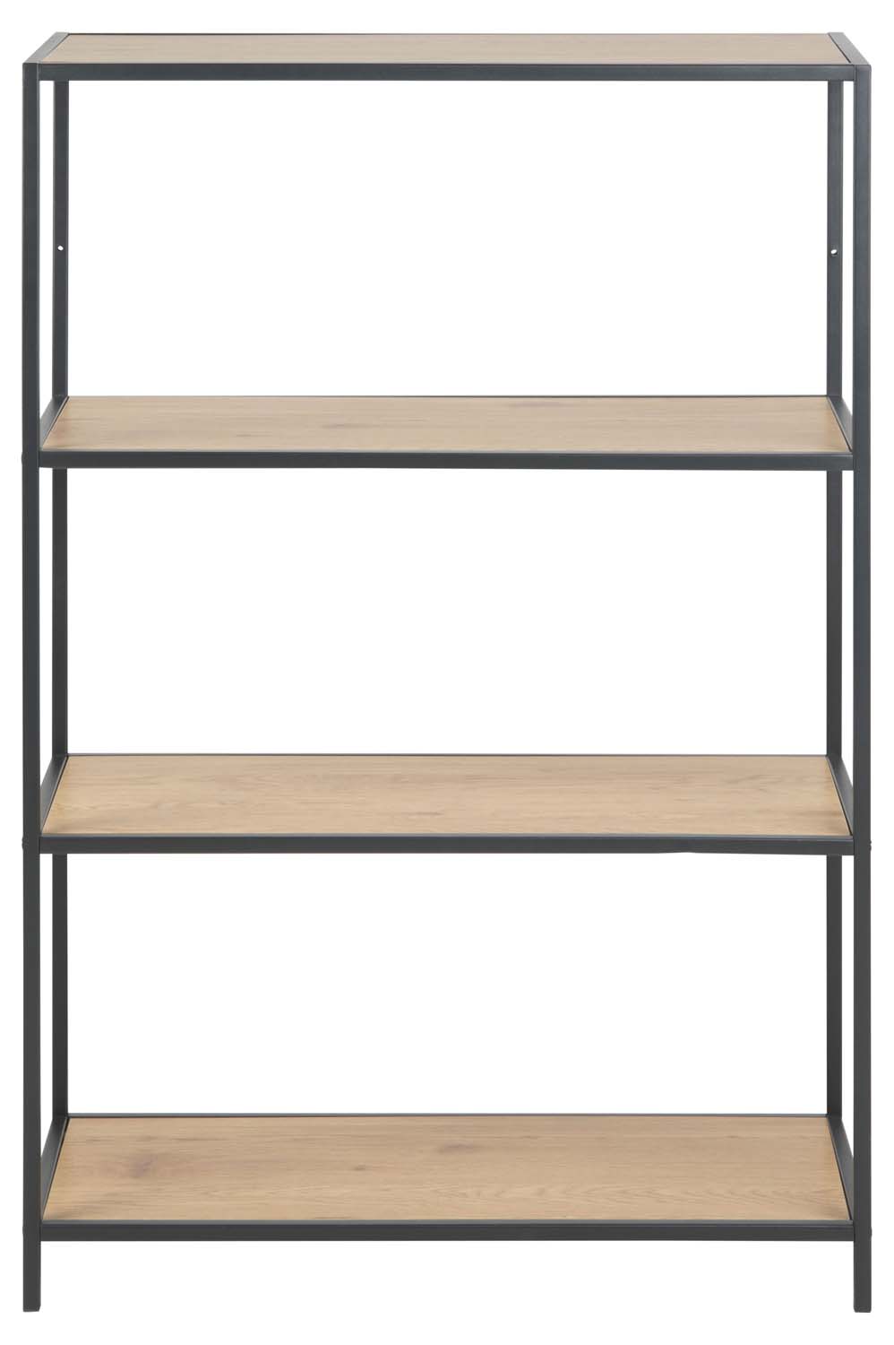 Plaukts ar 3 plauktiem, ozola un melnas krāsas, 77 × 35 × 114 cm 2
