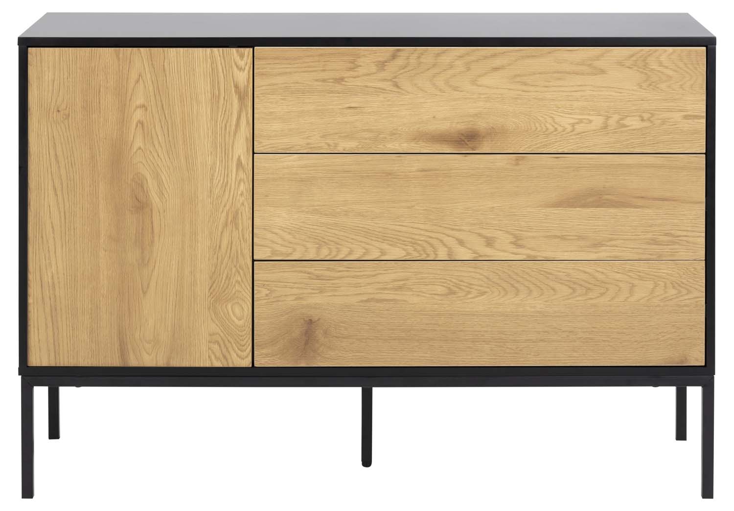 Komoda ar 3 atvilktnēm un durtiņām, savvaļas ozola, 120 × 40 × 82 cm 2