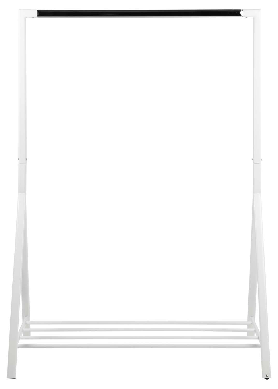 Drēbju stends ar apavu plauktu, balts/hromēts, 117 × 59 × 165 cm