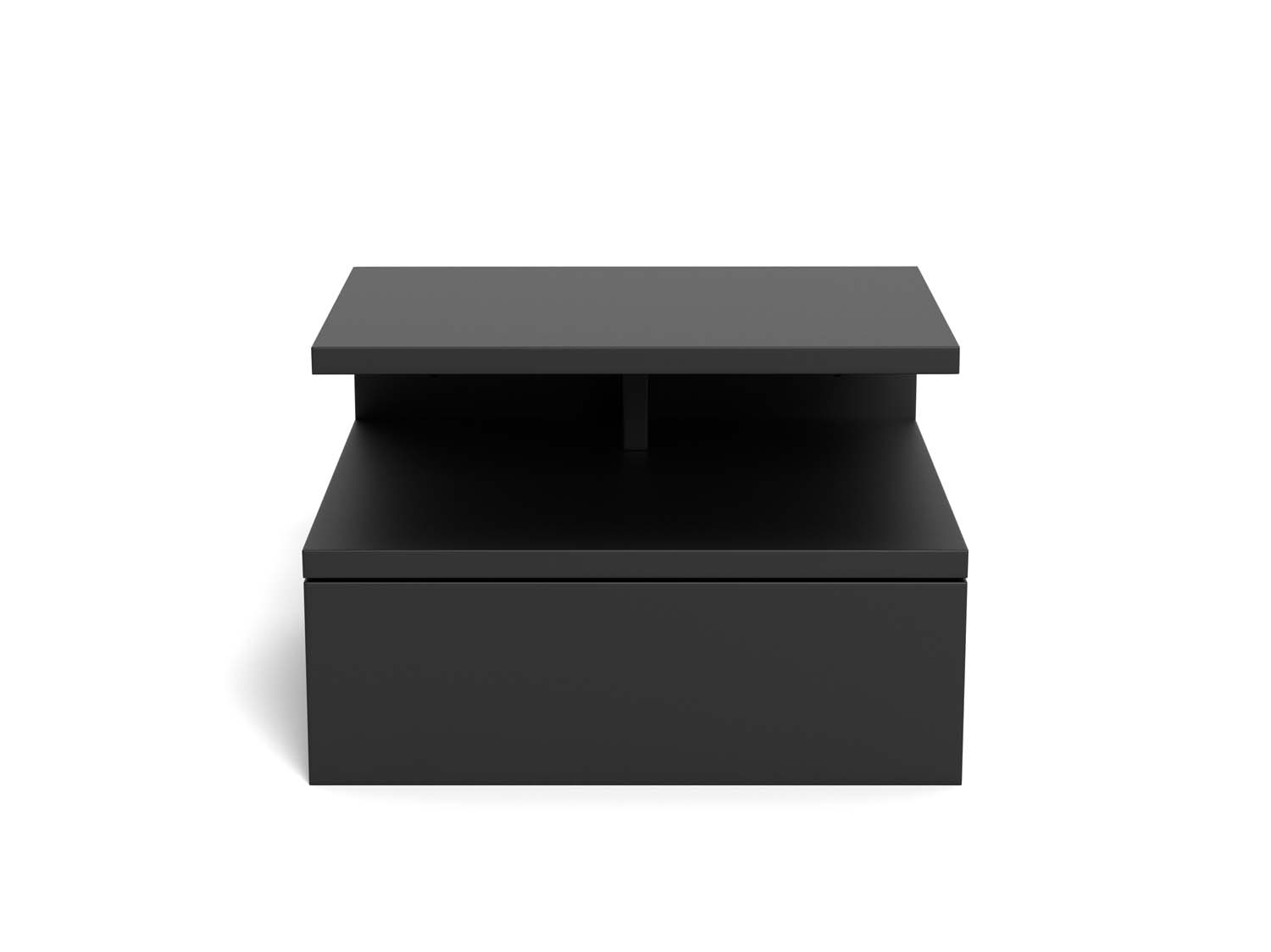 Naktinis staliukas, tvirtinamas prie sienos, juodas, 35 × 32 × 22,5 cm 2