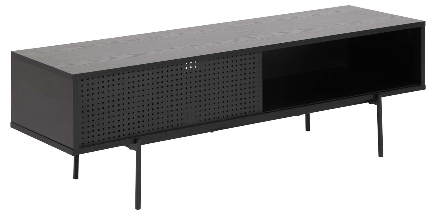 TV galdiņš ar durtiņām, melns, 140 × 40 × 44 cm