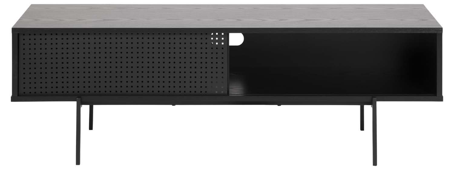 TV galdiņš ar durtiņām, melns, 140 × 40 × 44 cm