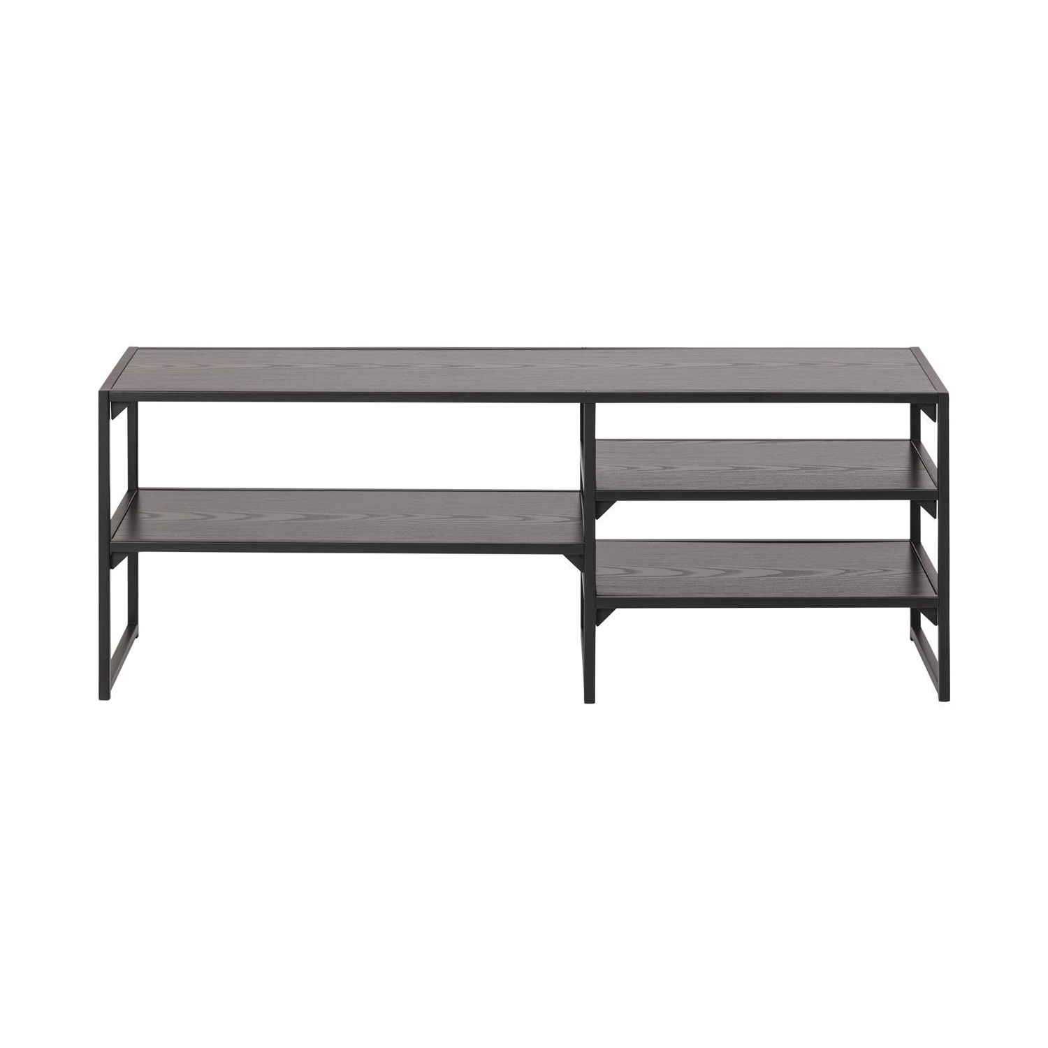 TV galds ar asimetrisku plauktu, melns, 120 × 33 × 46 cm