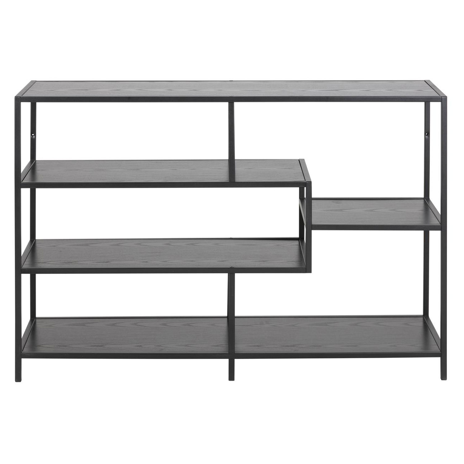 Plaukts, asimetrisks, 4 plaukti, melns, 114 × 35 × 78 cm