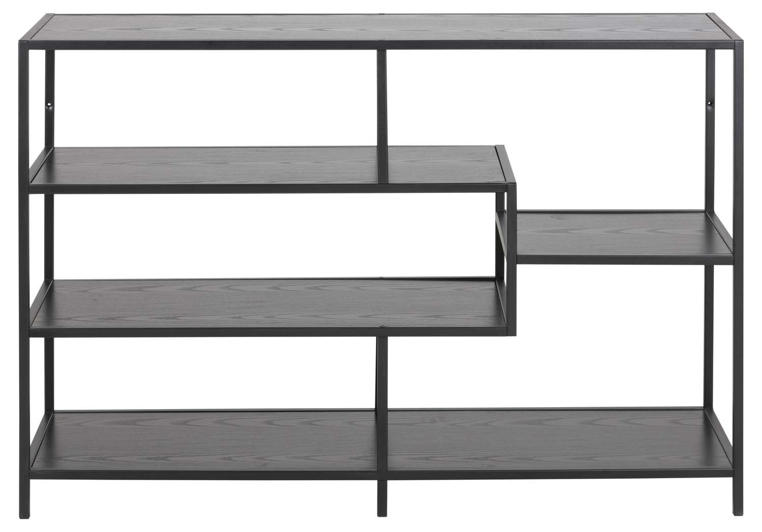 Plaukts, asimetrisks, 4 plaukti, melns, 114 × 35 × 78 cm 2