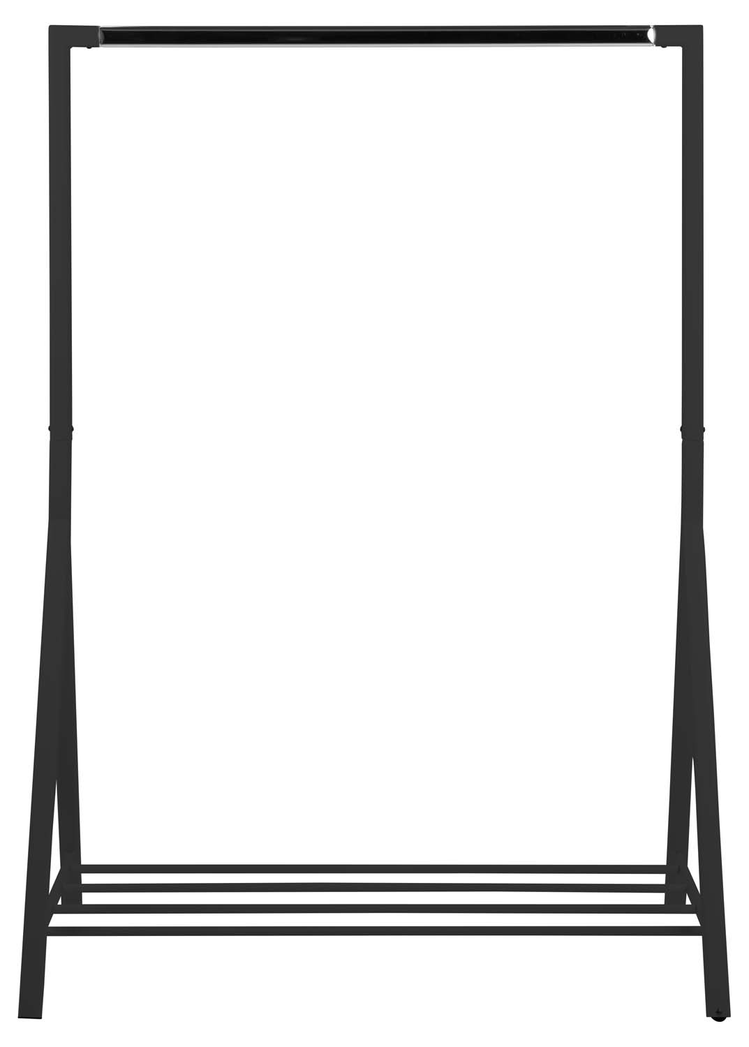 Apģērbu statīvs ar apavu plauktu, melns / hromēts, 117 × 59 × 165 cm 2