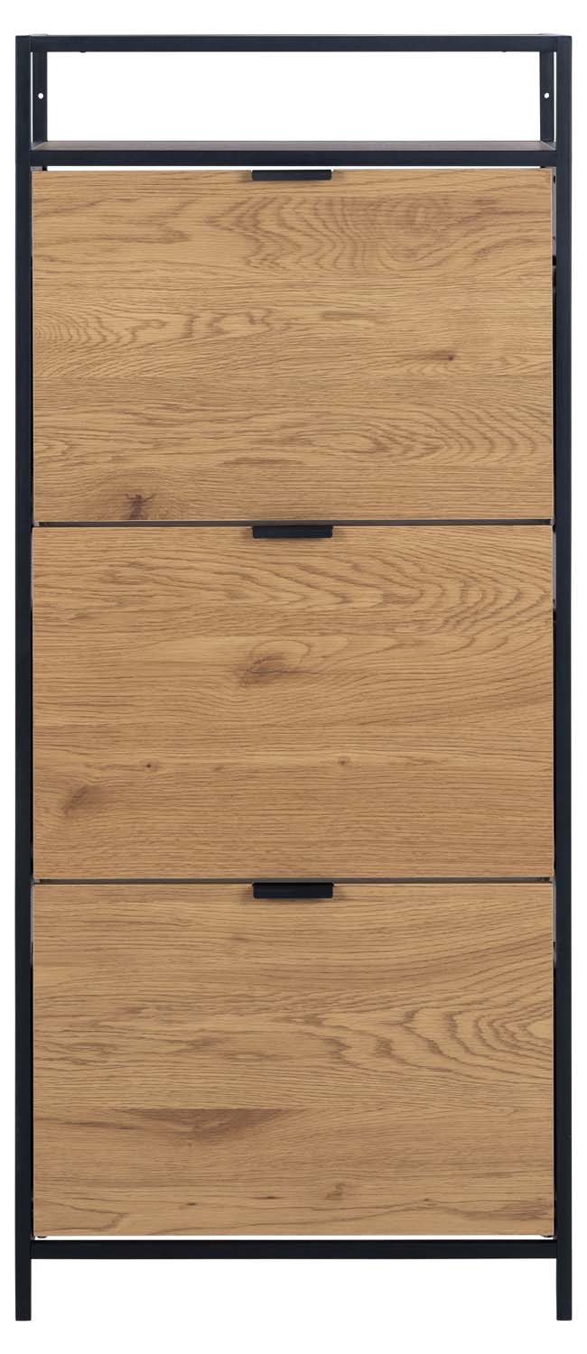 Batų komoda su 3 dviejų skyrių stalčiais, juoda, 56 × 30 × 129 cm
