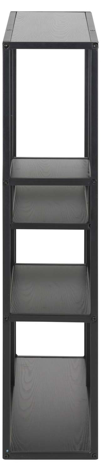 Sienas plaukts ar 3 plauktiem, melns, 75 × 20 × 91 cm