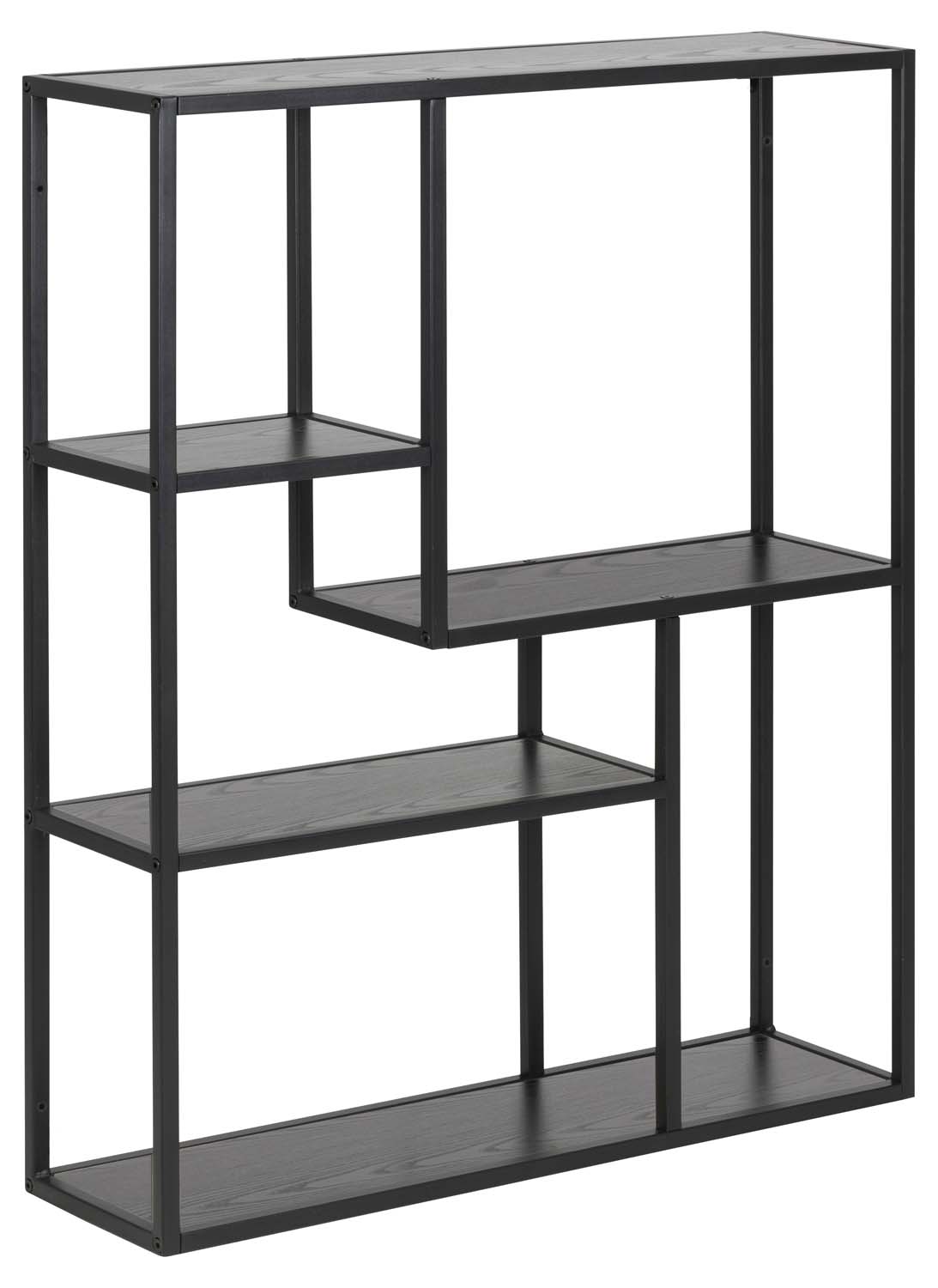 Sienas plaukts ar 3 plauktiem, melns, 75 × 20 × 91 cm 2
