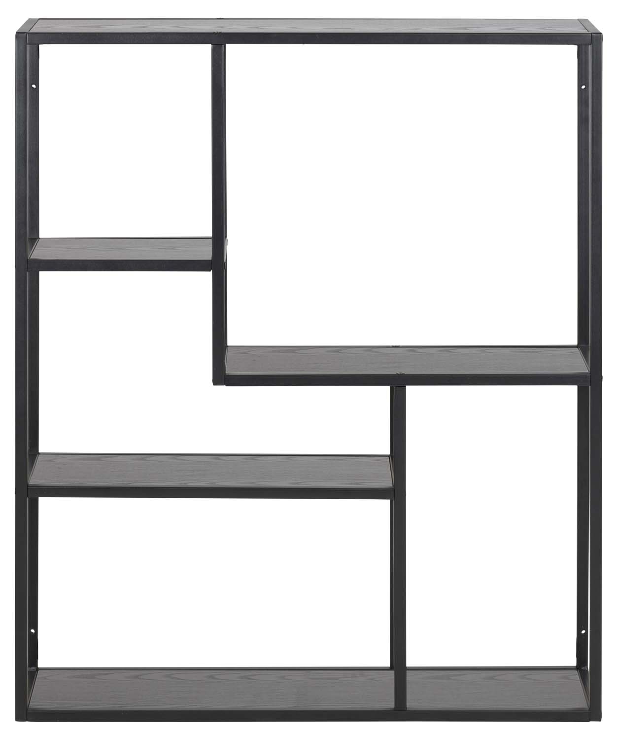 Sienas plaukts ar 3 plauktiem, melns, 75 × 20 × 91 cm