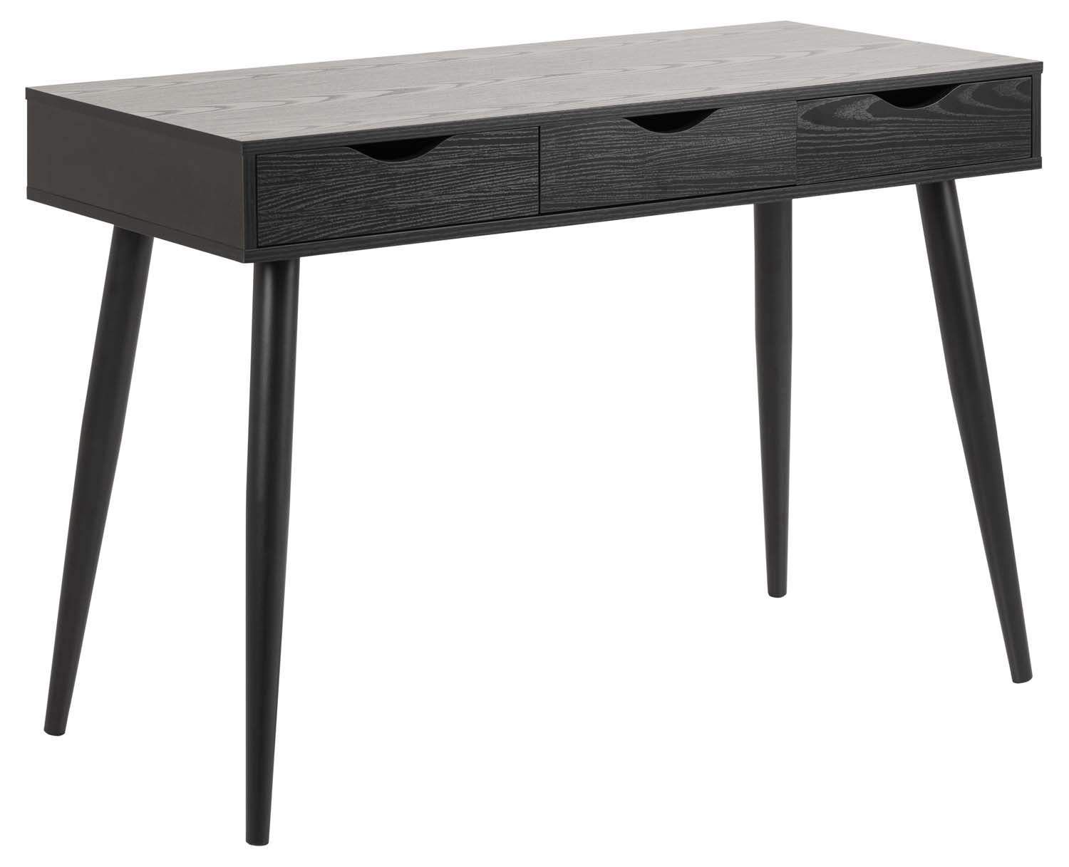 Konsolinis stalas su 3 stalčiais, juodo uosio, 110 × 50 × 77 cm