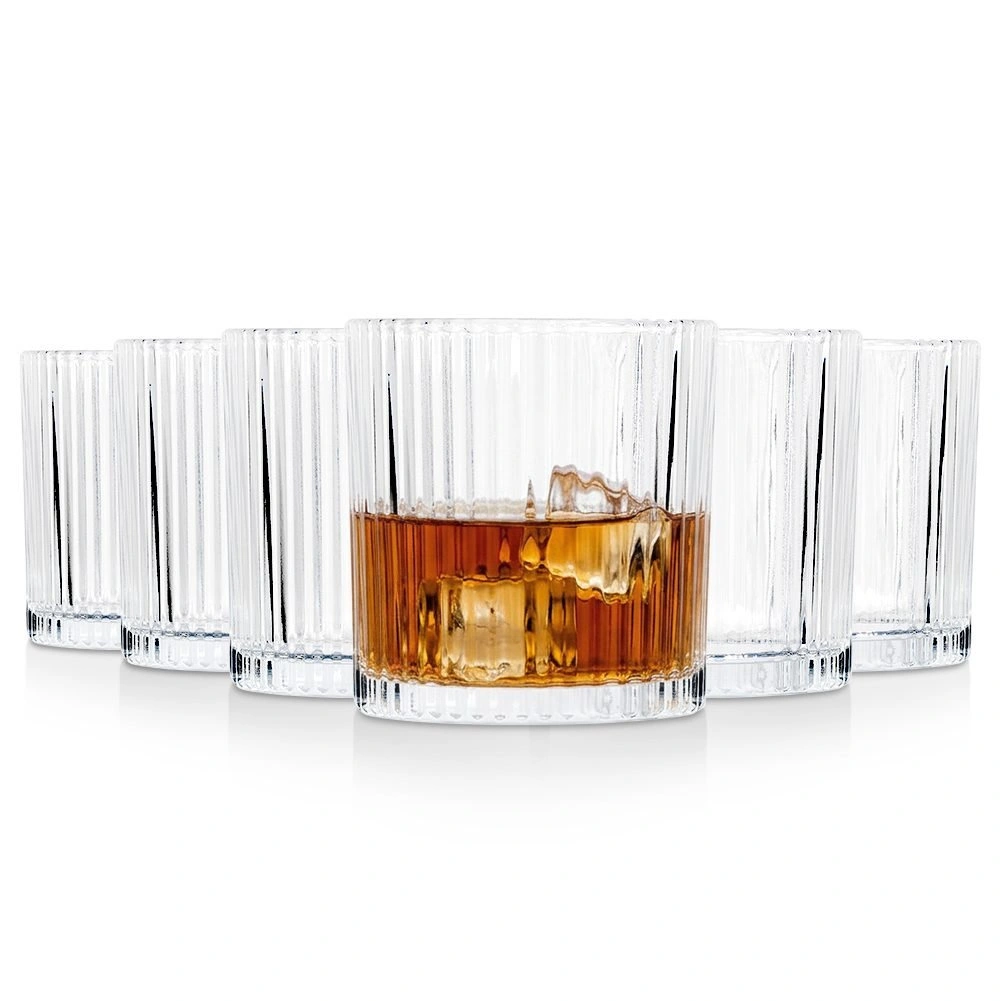 Stiklinės iš rantuoto stiklo, 280 ml, 8,5 × 8,5 × 9 cm, 6 vnt.