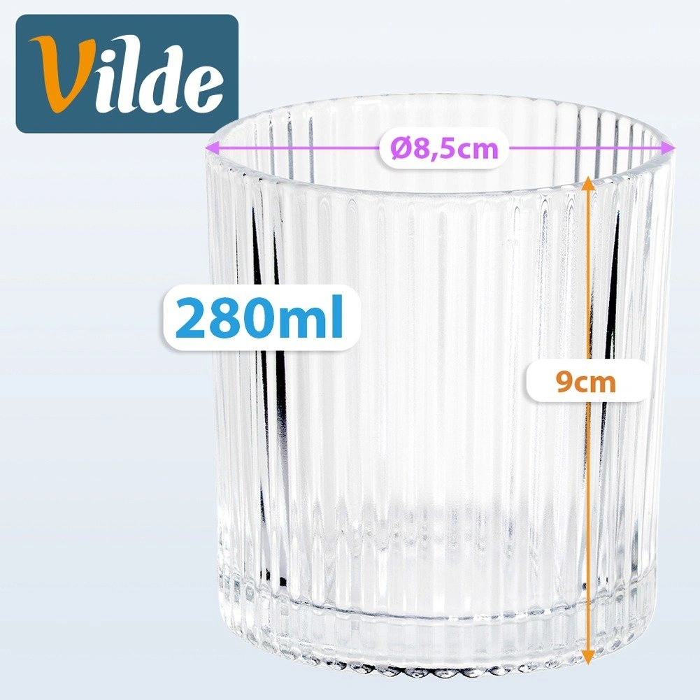 Stiklinės iš rantuoto stiklo, 280 ml, 8,5 × 8,5 × 9 cm, 6 vnt. 3