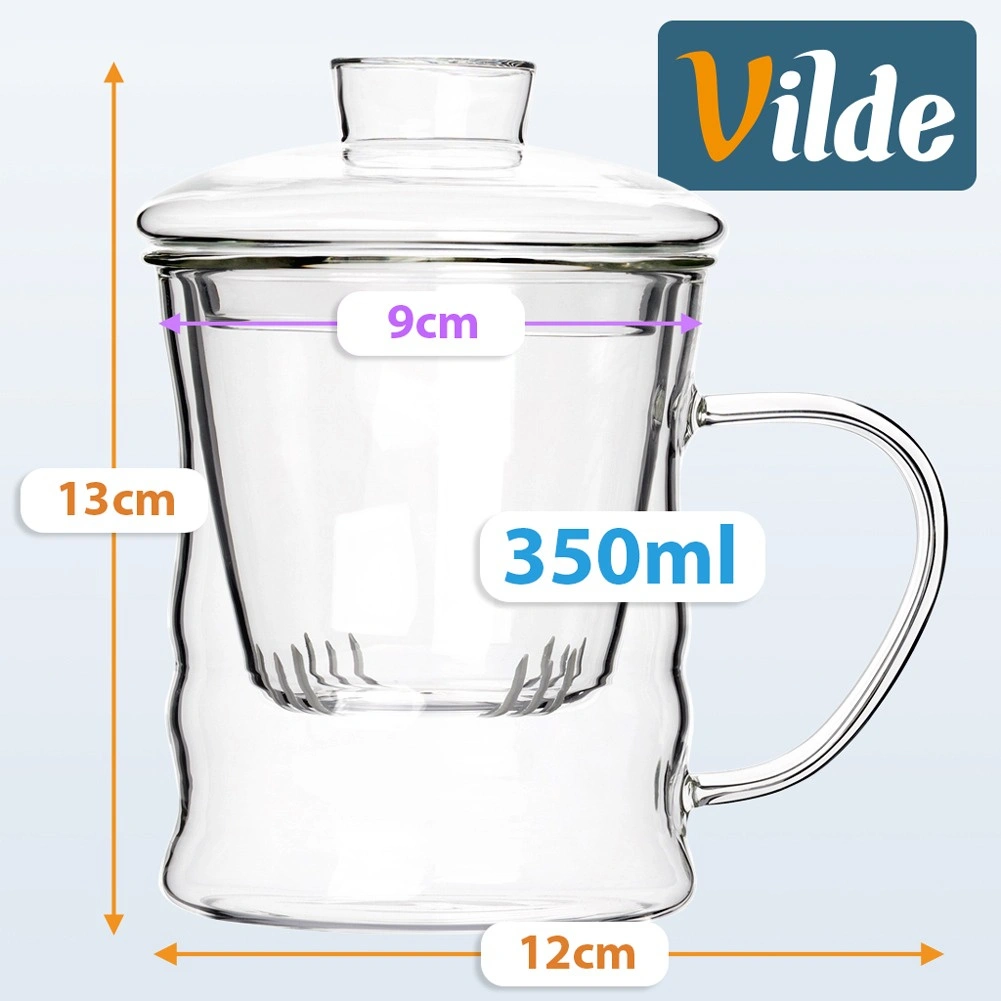 Puodelis su sieteliu, 350 ml, skaidrus, 12 × 9 × 13 cm 3