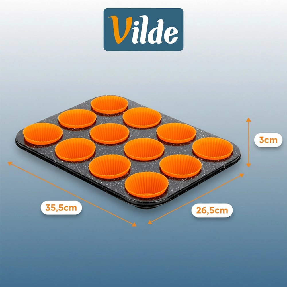 Keksiukų kepimo forma Vilde su silikoninėmis formelėmis 35,5x26,5 cm 3
