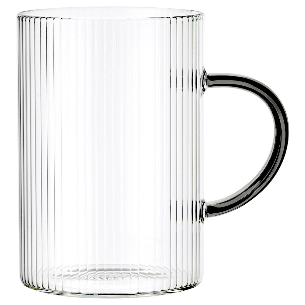 Puodeliai iš borosilikatinio stiklo, 290 ml, su juodomis rankenėlėmis, 10 × 7 × 10 cm, 6 vnt. 2