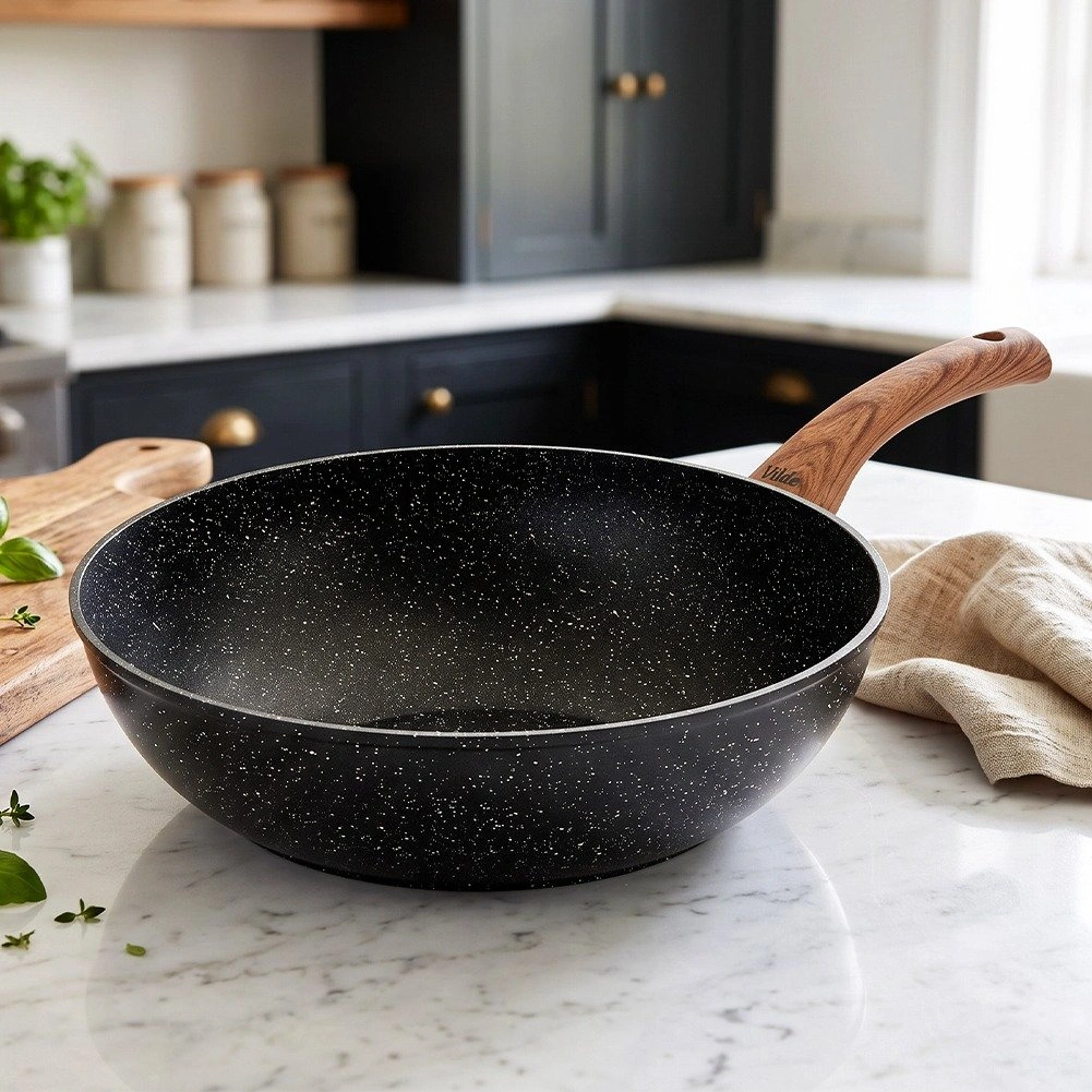 Wok keptuvė su granitine danga, juoda, Ø 32 cm
