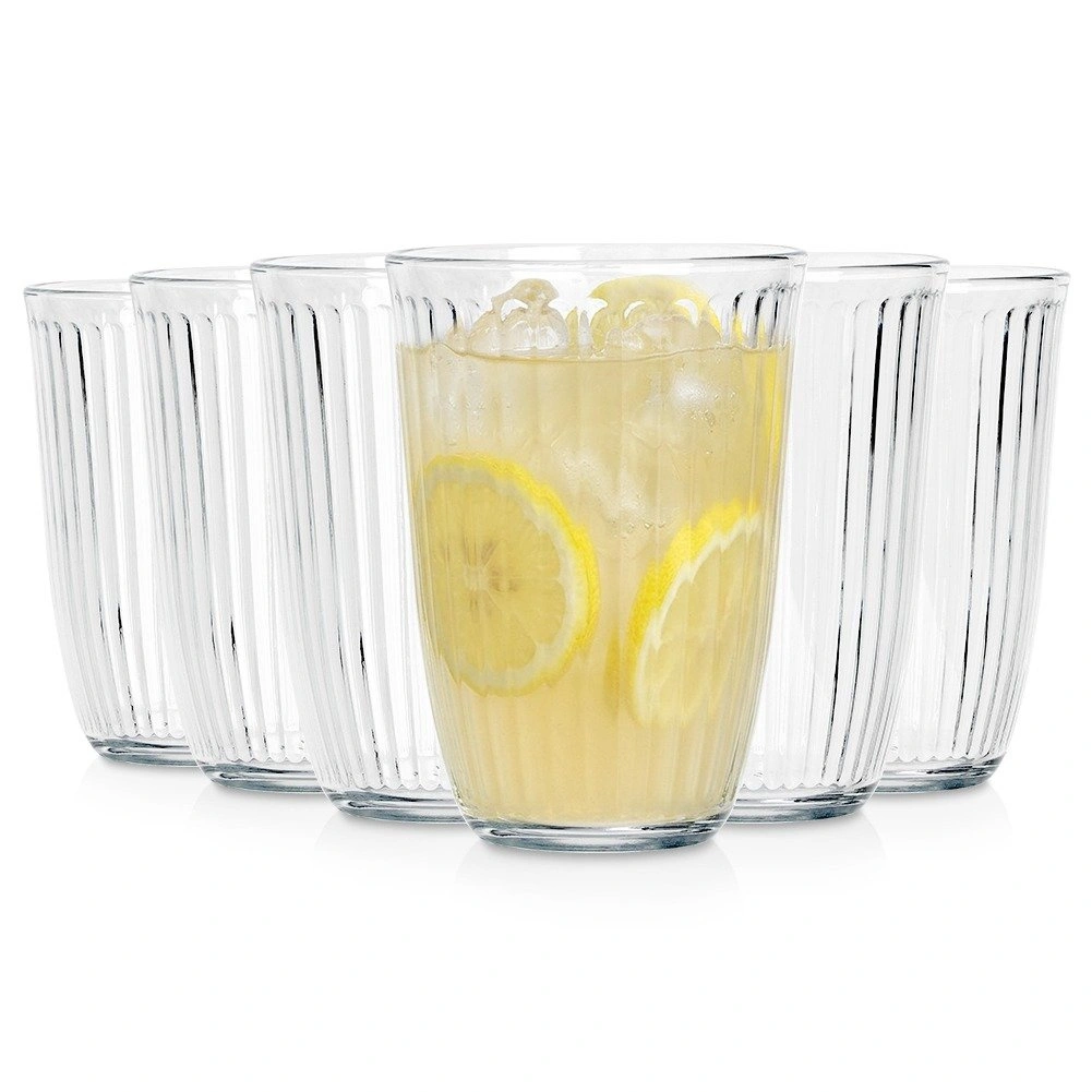 Stiklinės rumbuoto stiklo, 330 ml, skaidrios, 8,5 × 8,5 × 12 cm, 6 vnt.
