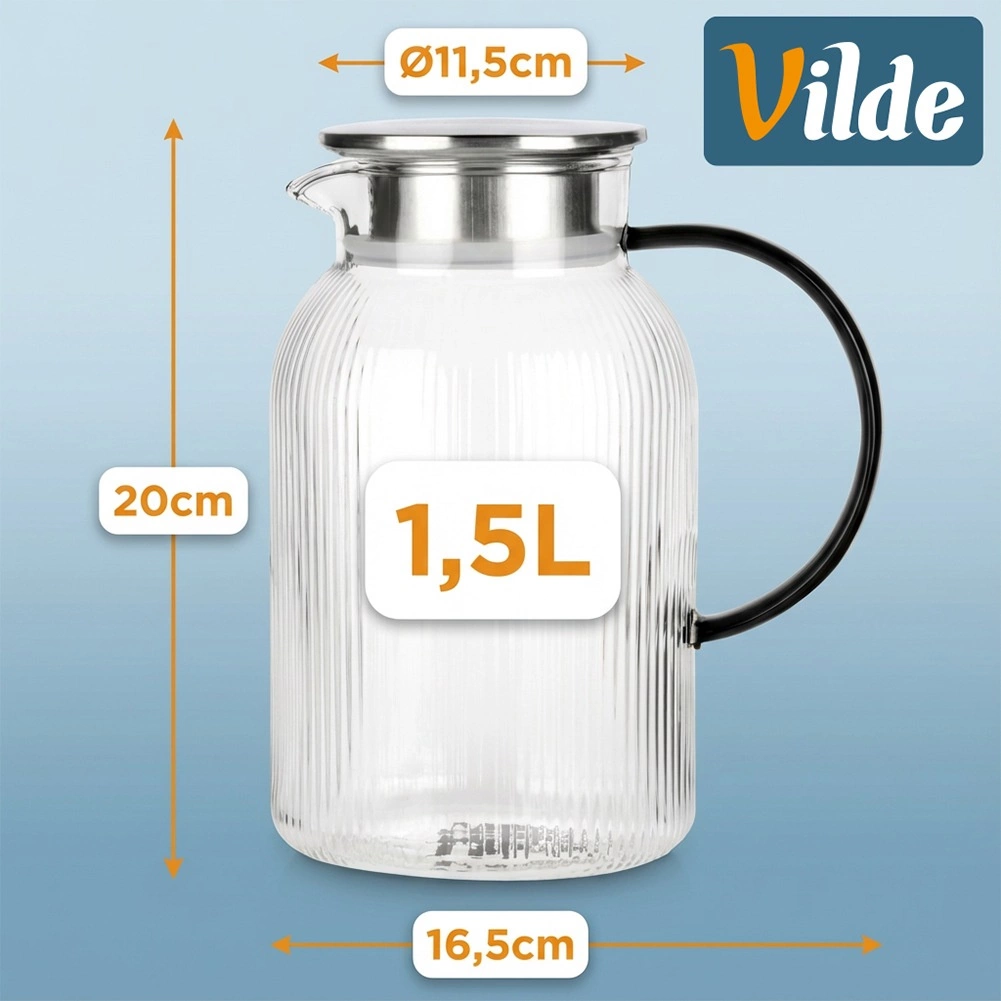 Stiklinis ąsotis su dangteliu 1,5 l 3
