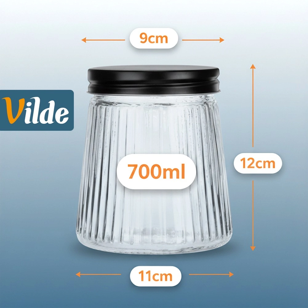 Stiklinis maisto produktų indas su metaliniu dangteliu 700 ml 3
