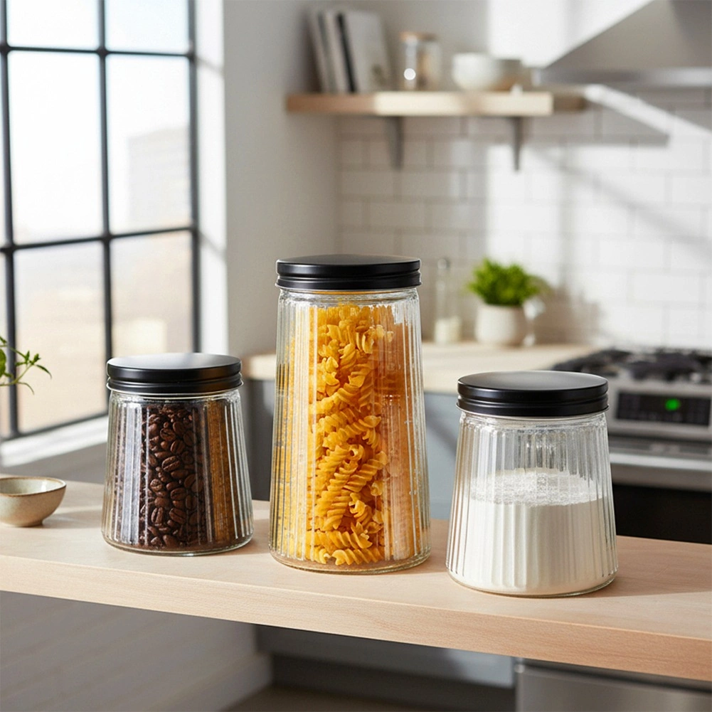 Stiklinis maisto produktų indas su metaliniu dangteliu 700 ml