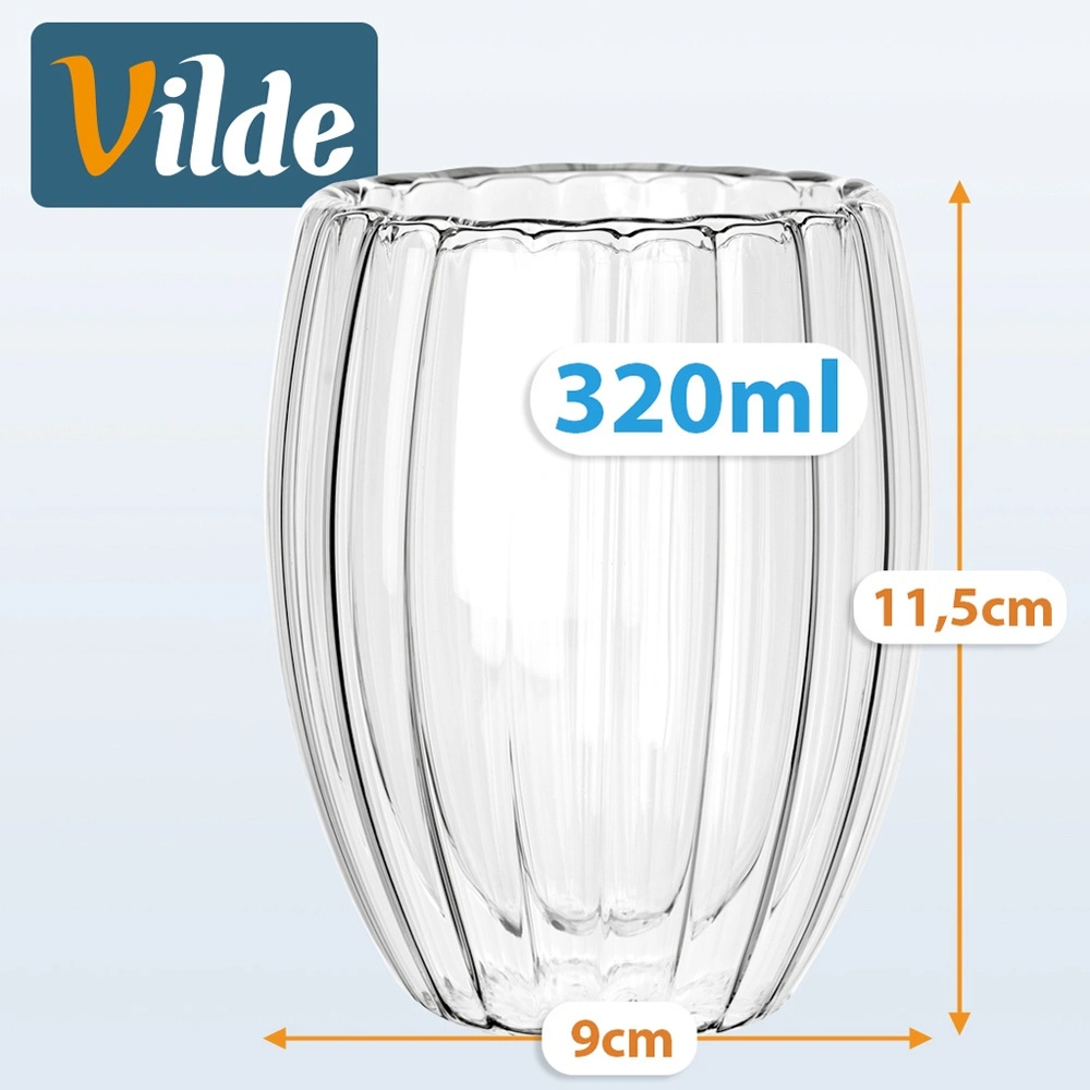 Terminės stiklinės su dviguba sienele, 320 ml, 9 × 9 × 11,5 cm, 2 vnt. 3