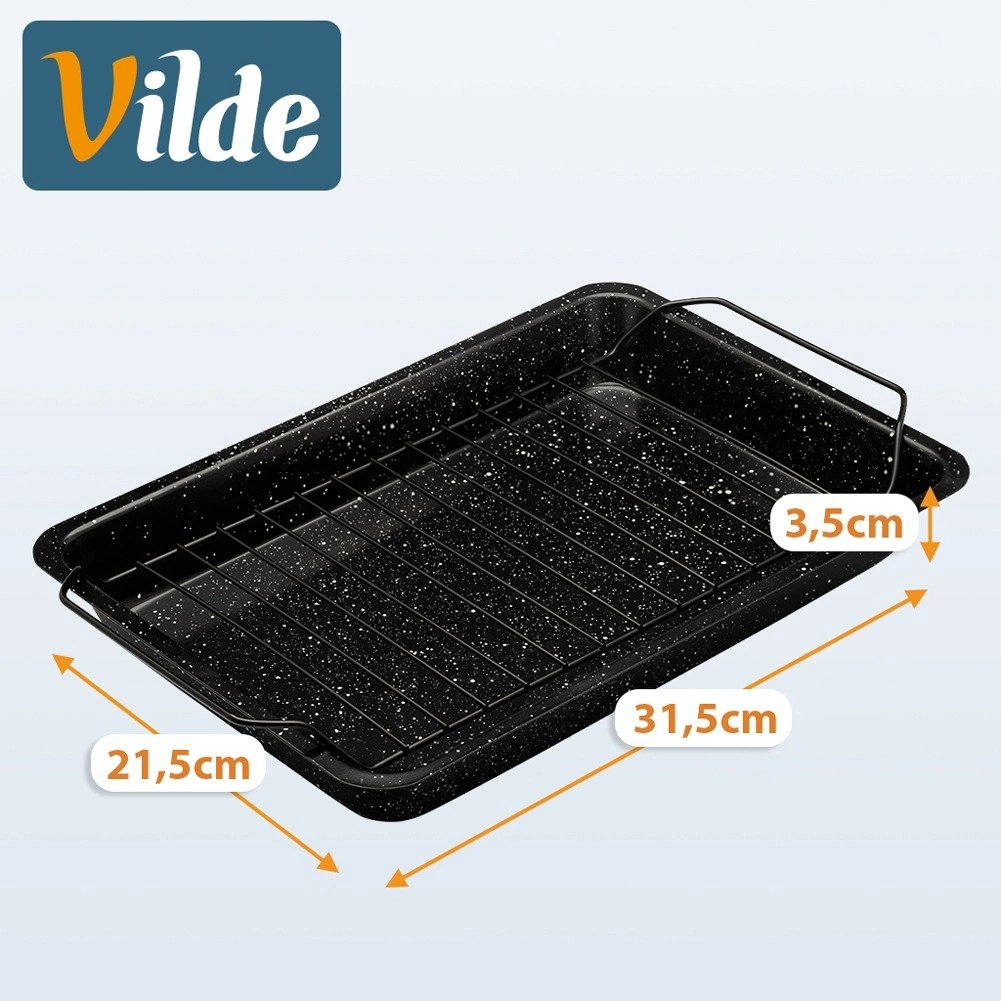 Kepimo skarda su išimamomis grotelėmis ir nepridegančia danga, juoda, 31,5 x 21,5 x 3,5 cm 3