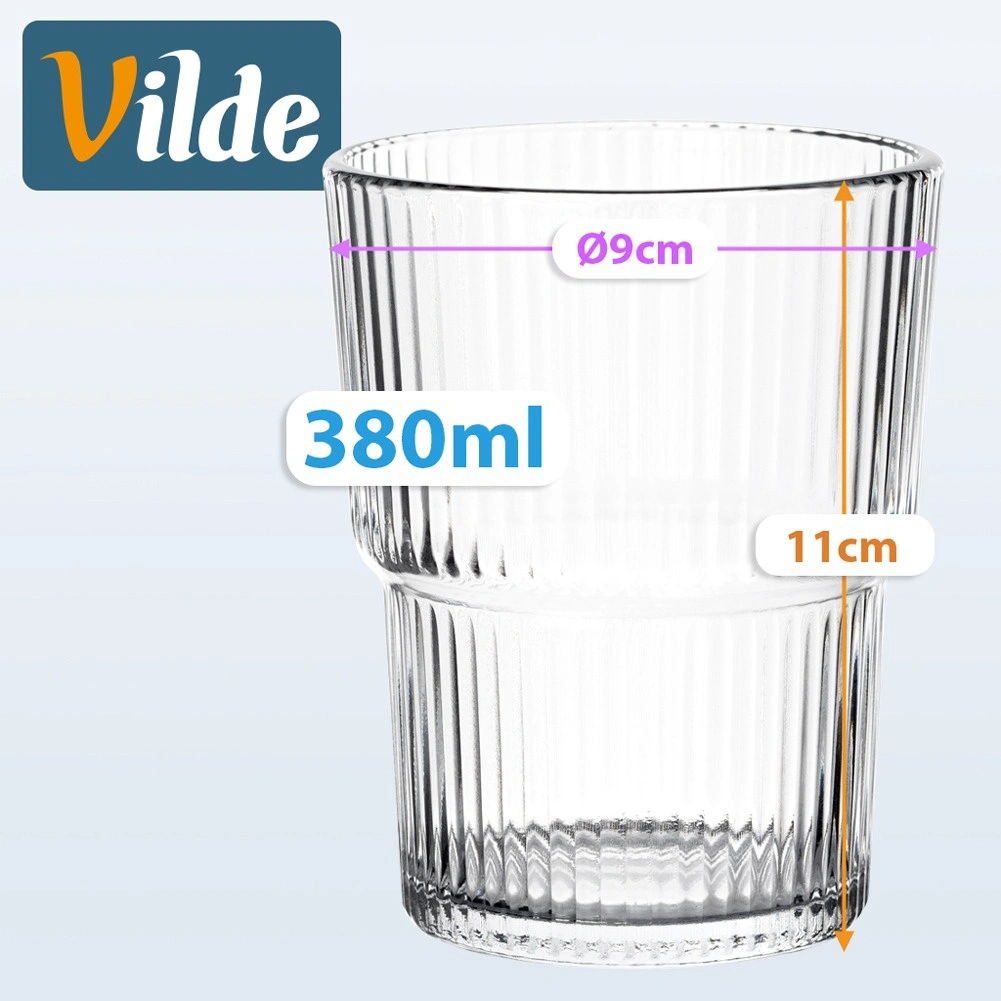 Stiklinės, rievėtos, skaidrios, 380 ml, 6 vnt. 3