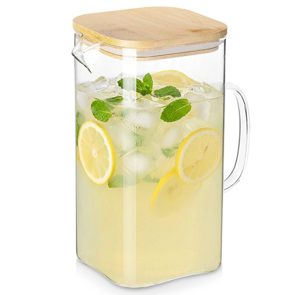 Stiklinis ąsotis su bambukiniu dangčiu, 2,5 l, 19 × 12 × 23,5 cm