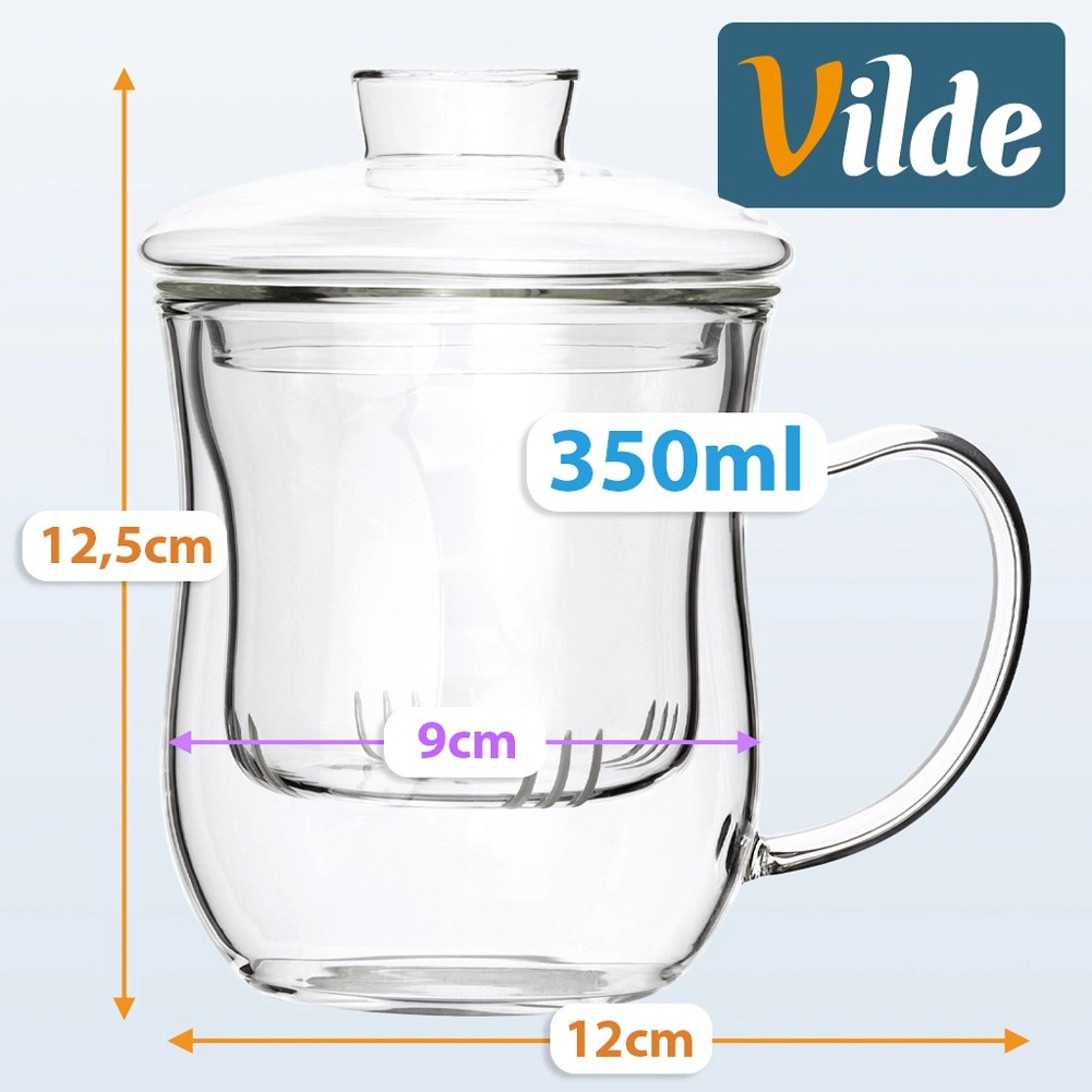 Puodelis su išimamu sieteliu ir dangteliu, skaidrus, 350 ml 3