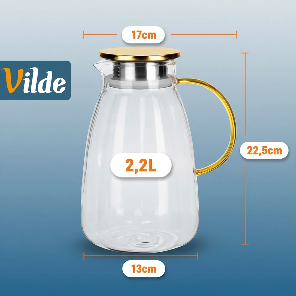 Stiklinis vilde ąsotis su dangteliu 2,2 l 3