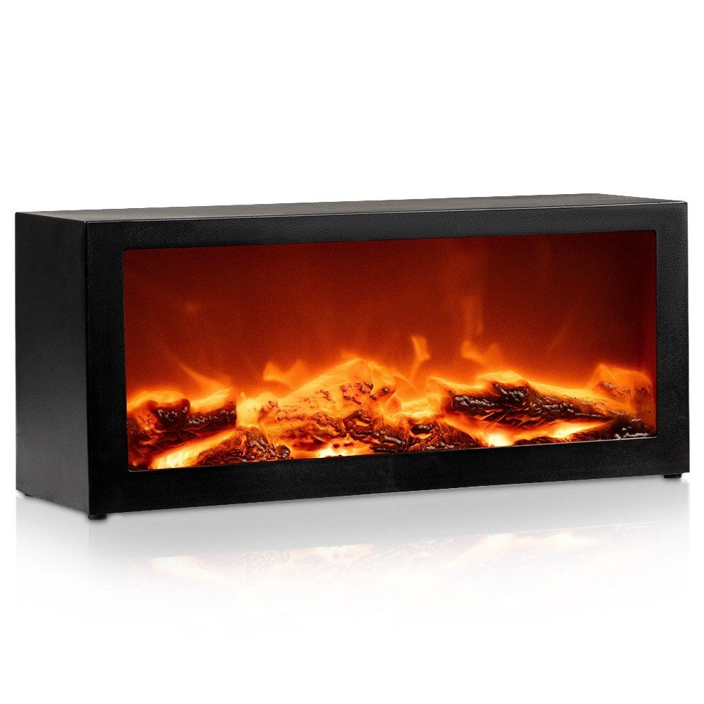 Dekoratyvinis LED židinys, juodas, 39,5 × 12 × 17,5 cm