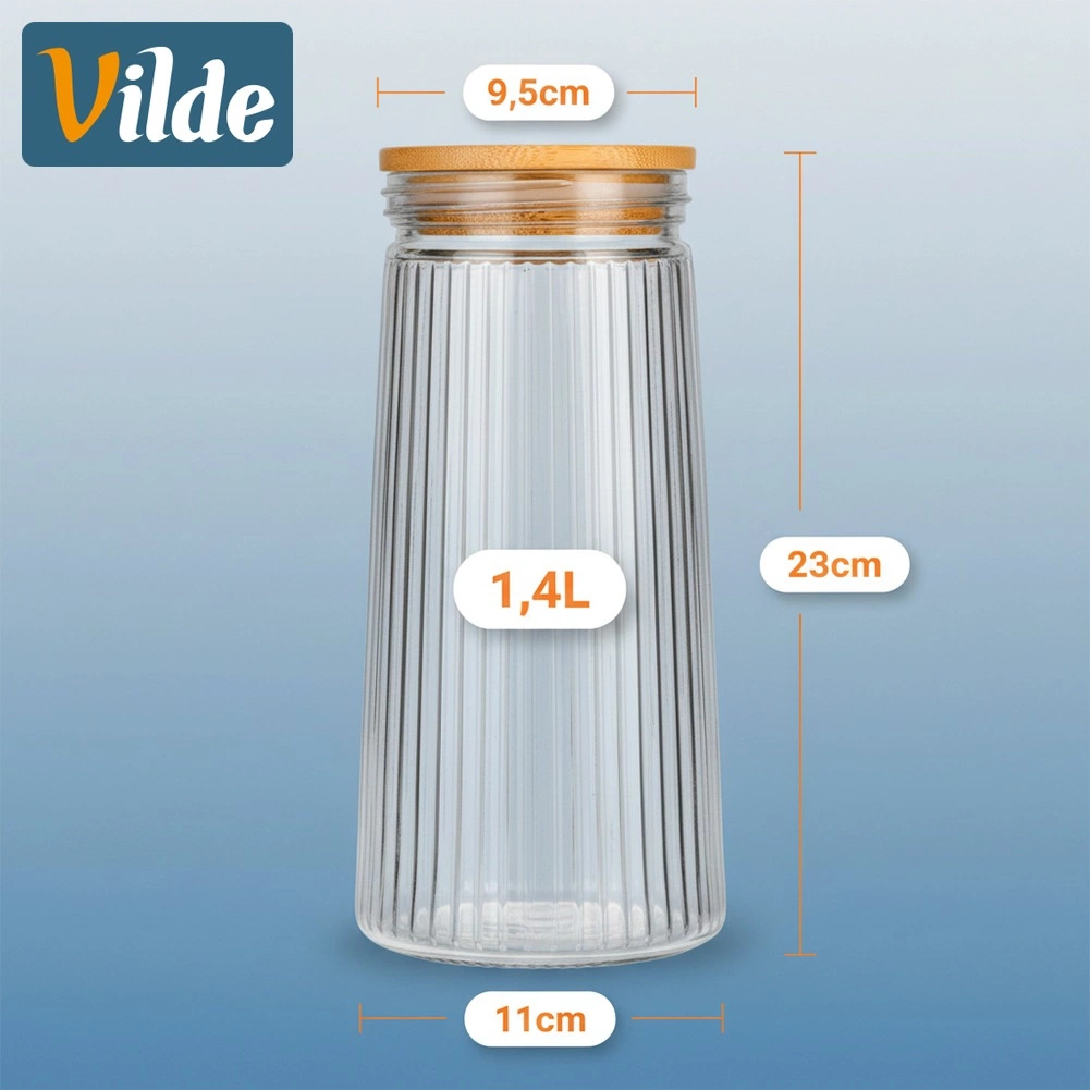 Stiklinis maisto laikymo indas vilde 1,4 l su bambukiniu dangteliu 3