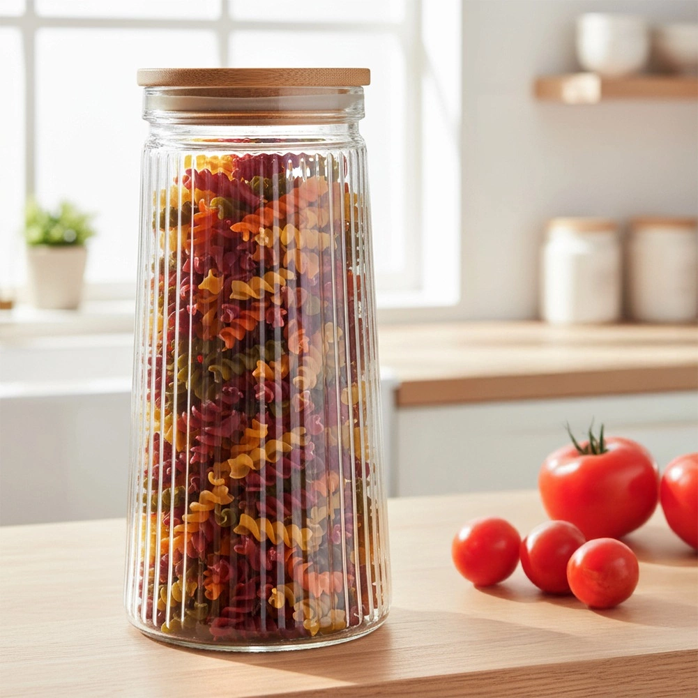 Stiklinis maisto laikymo indas vilde 1,4 l su bambukiniu dangteliu 1