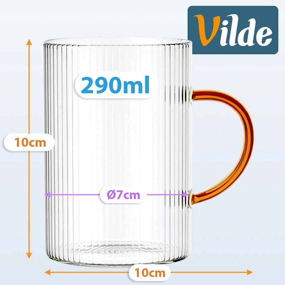 Stikliniai puodeliai su rankenėlėmis, 290 ml, skaidrūs, 10 × 7 × 10 cm, 6 vnt. 3