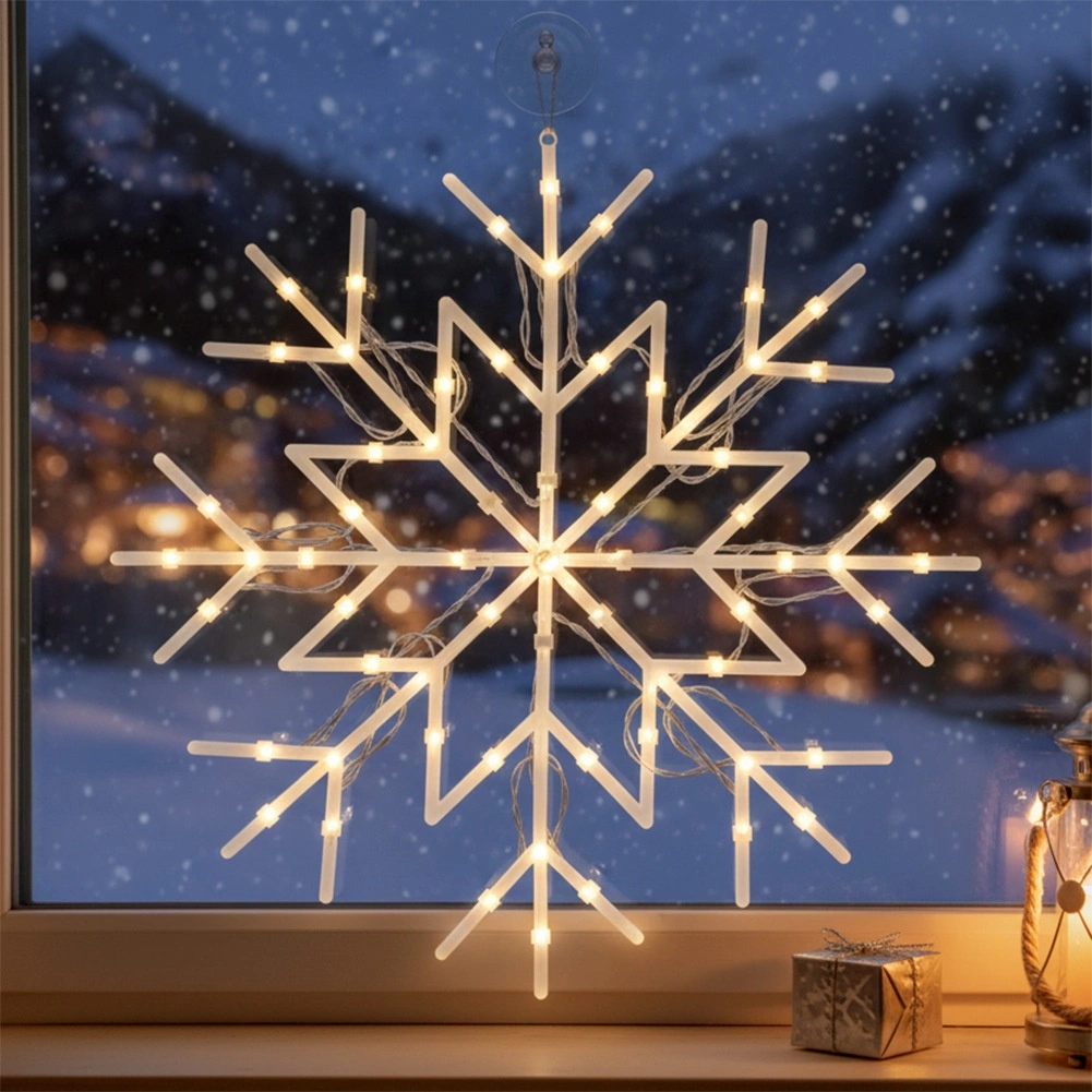 Kalėdinė lango dekoracija snaigė, 24 LED, balta, 35 × 35 cm