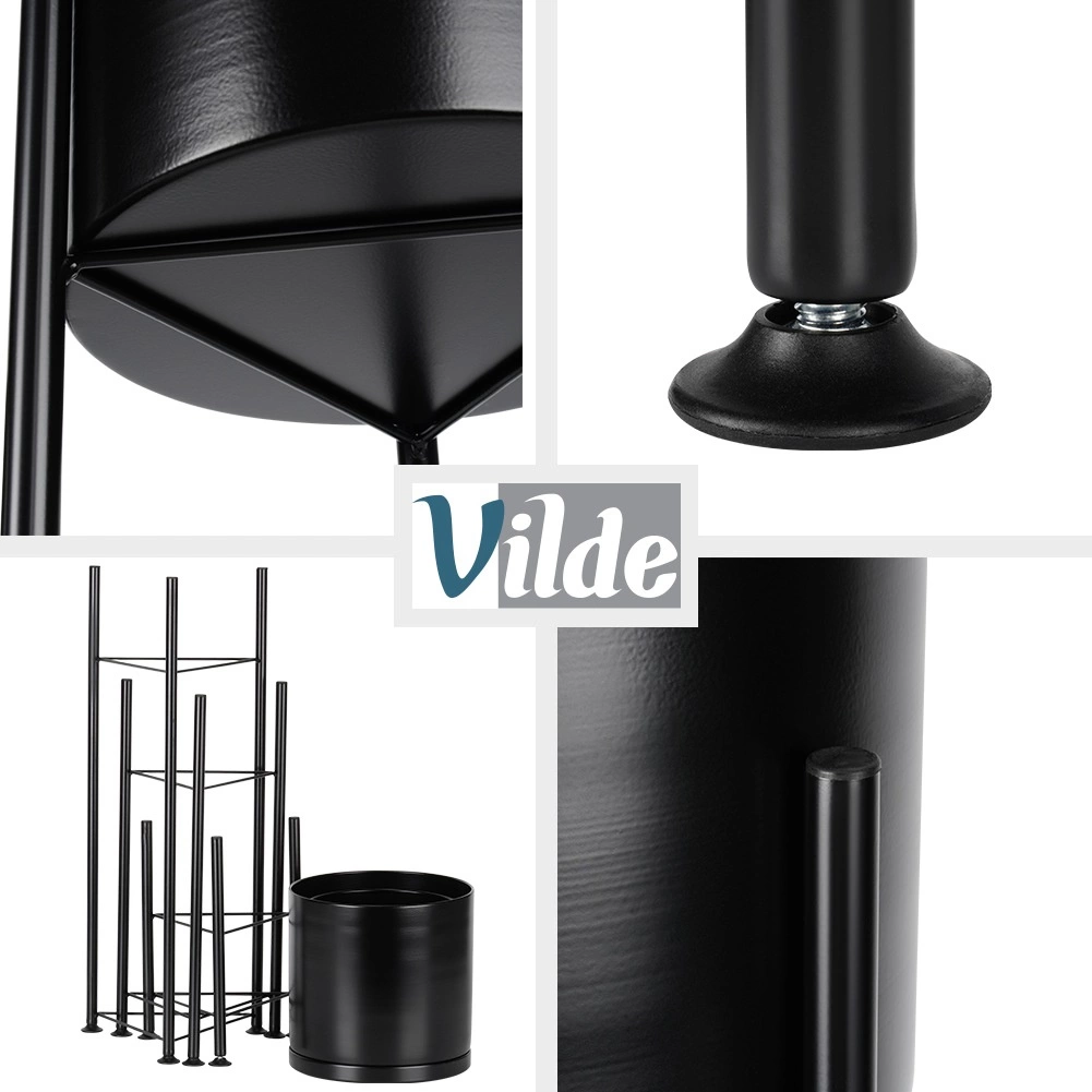 Trijų gėlių stovų rinkinys, metaliniai, juodi 3