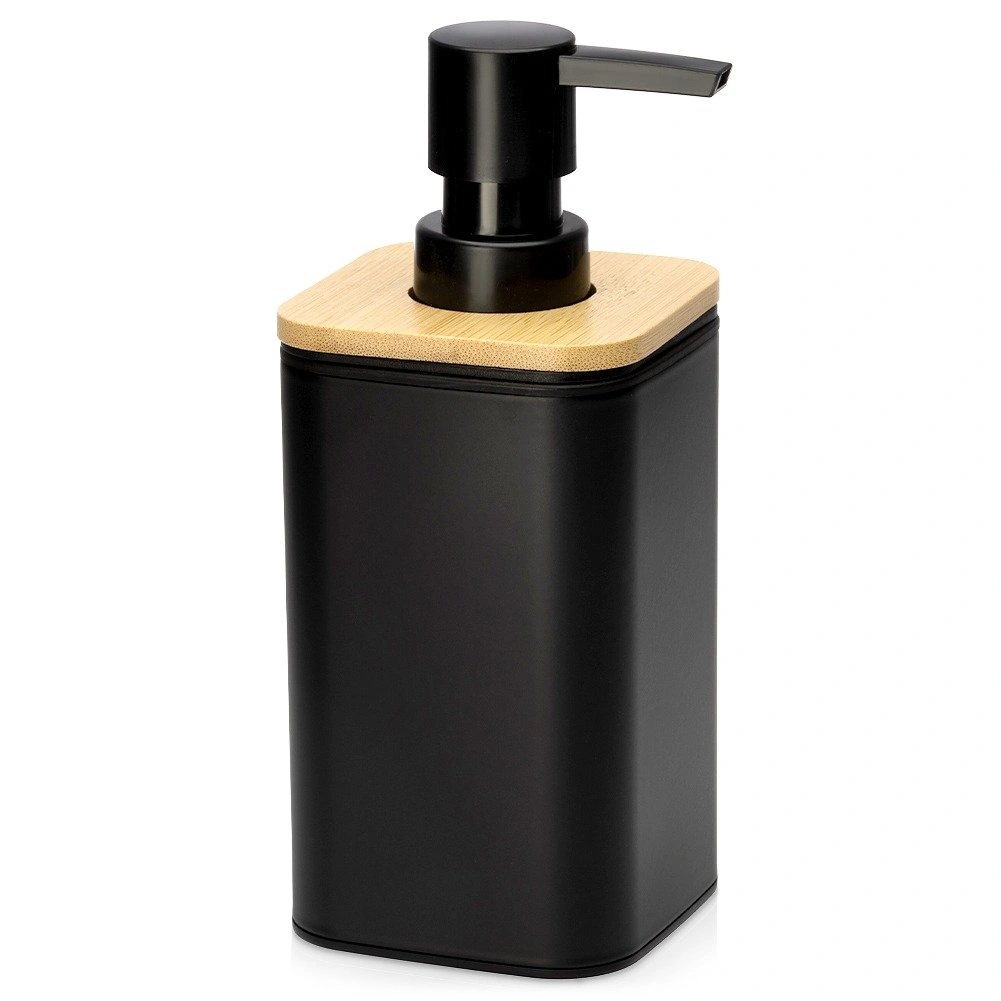Skysto muilo dozatorius 350 ml, juodas, 7,5 × 7,5 × 17,5 cm