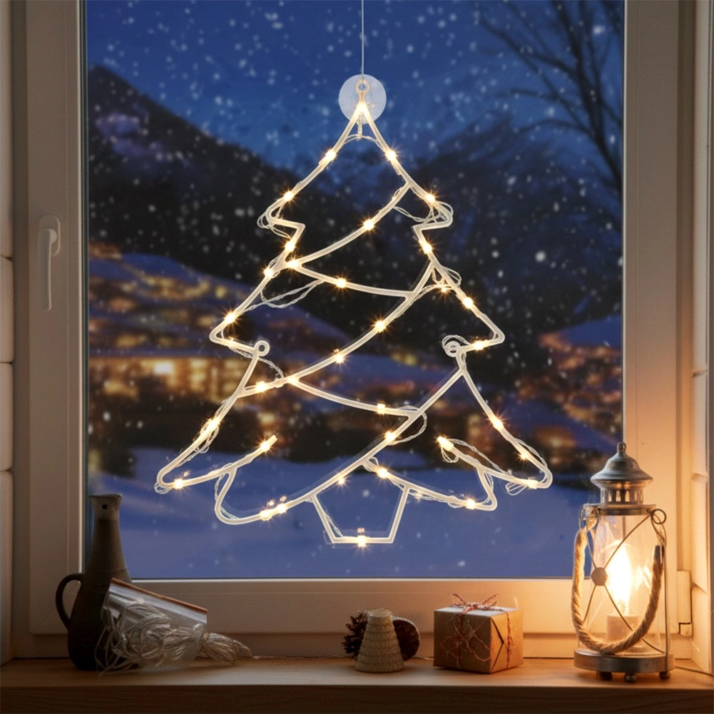 Šviečianti eglutės formos dekoracija, 24 LED, balta, 36 × 41 cm