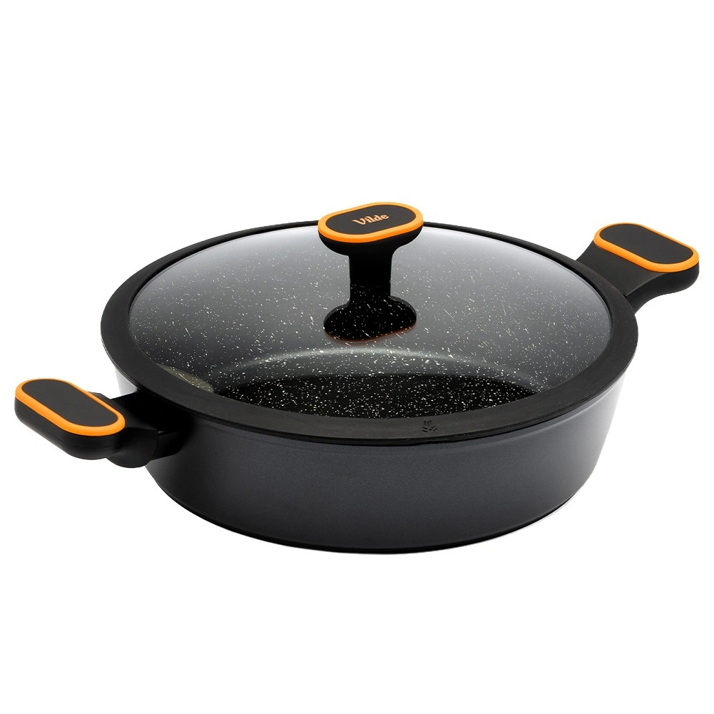 Gili keptuvė su granitine danga ir stikliniu dangčiu, juoda, 42 × 29 × 8 cm 2