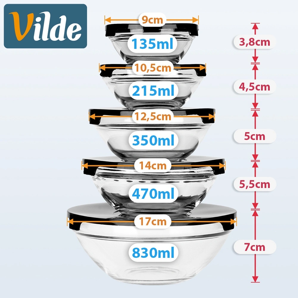 Dubenys 135/215/350/470/830 ml 5 vnt. 3