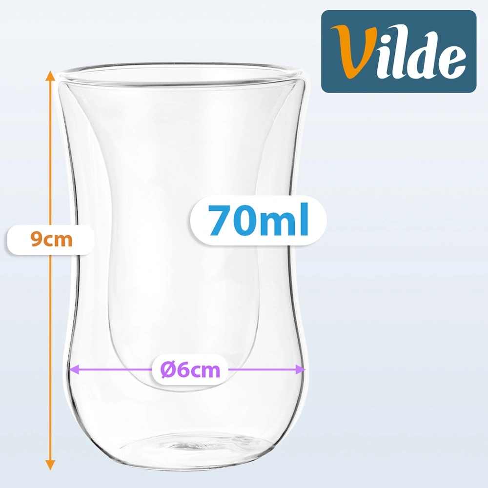 Termo stiklinės su dviguba sienele, 60 ml, skaidrios, 6 × 6 × 9 cm, 2 vnt. 3